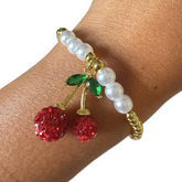 Polly Pearl Ball Sparkle Cherry Stretch Bracelet